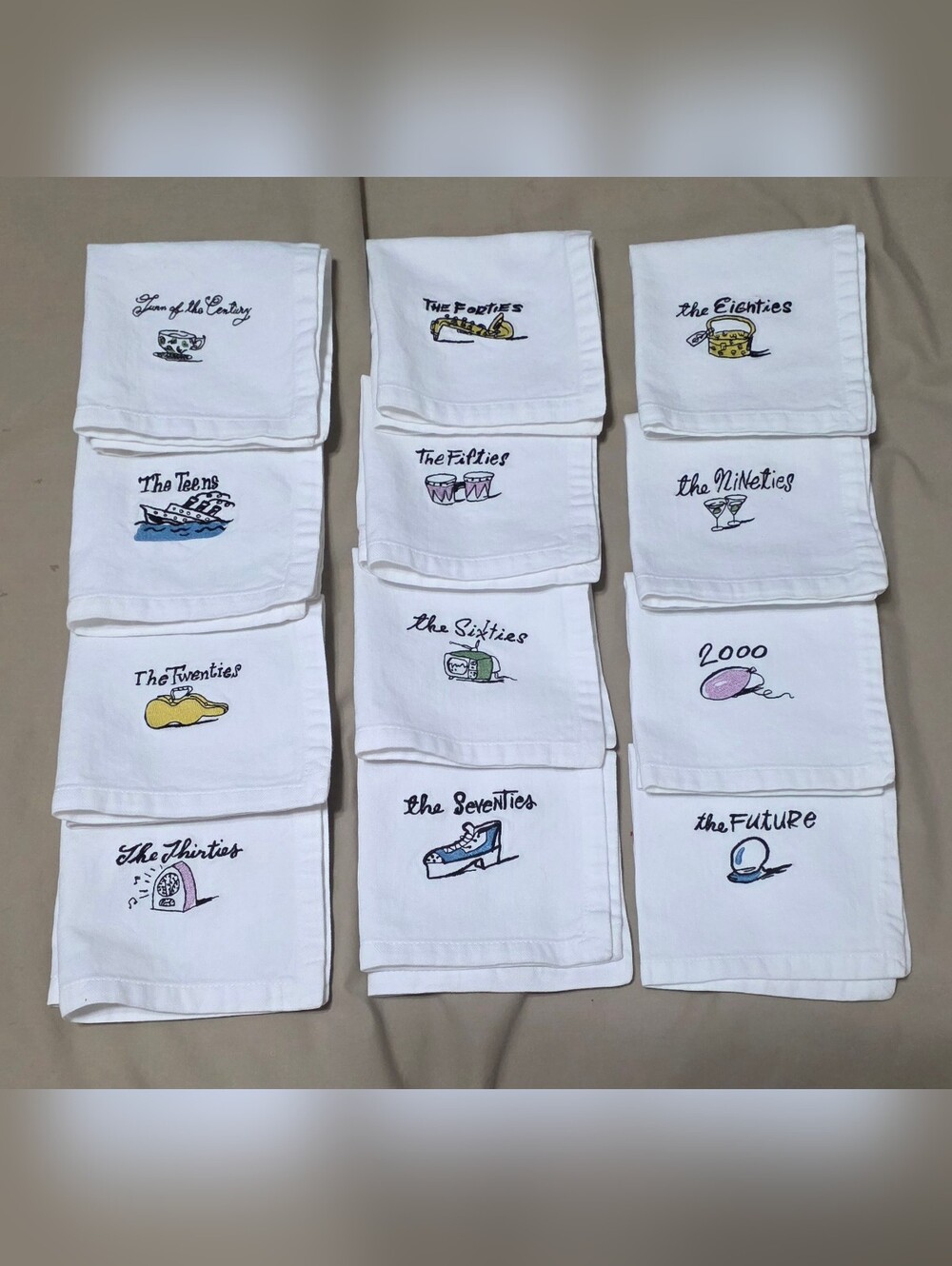 Vintage Pottery Barn Decades Collection Napkins Cotton Square Set Of 12